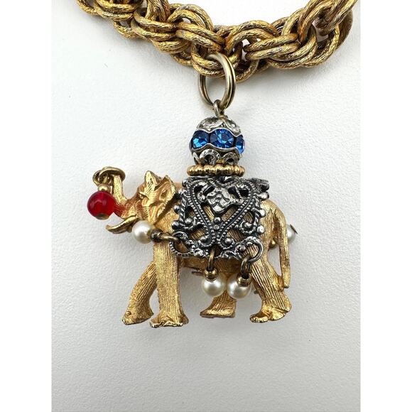 Vintage 1960s Napier Figural Maharaja Elephant Charm Bracelet - Picture 3 of 8
